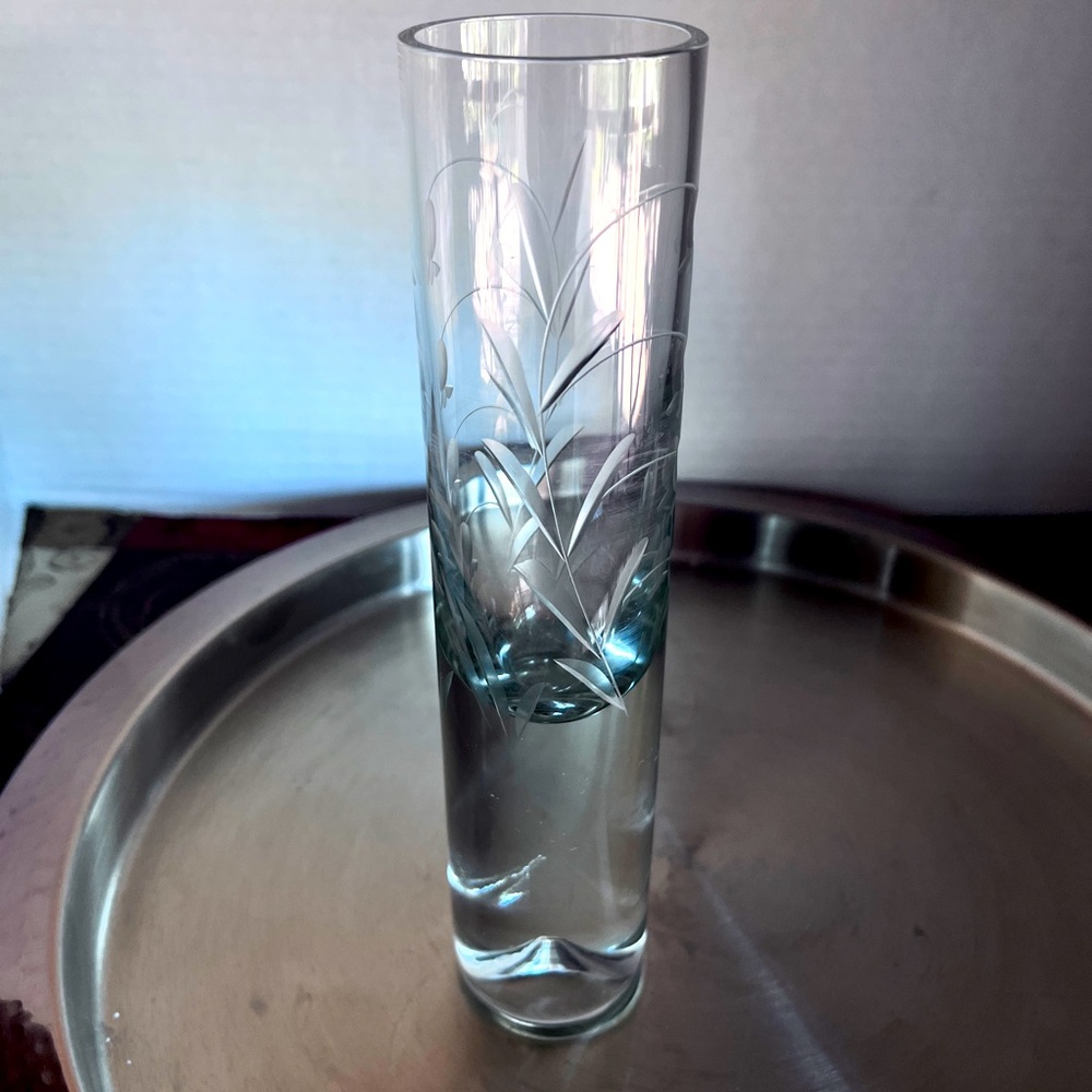 Krosnos Polish heavyweight Crystal Lily of the Valley Bud Vase